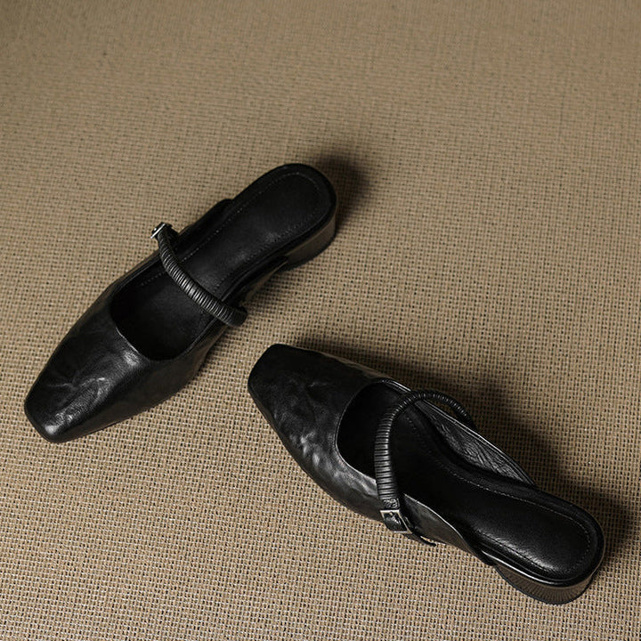 Elyne Genuine Leather Mary Jane Mules