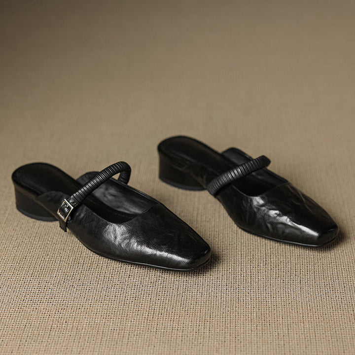 Elyne Genuine Leather Mary Jane Mules