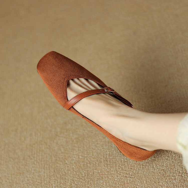 Suede Heeled Mary Janes