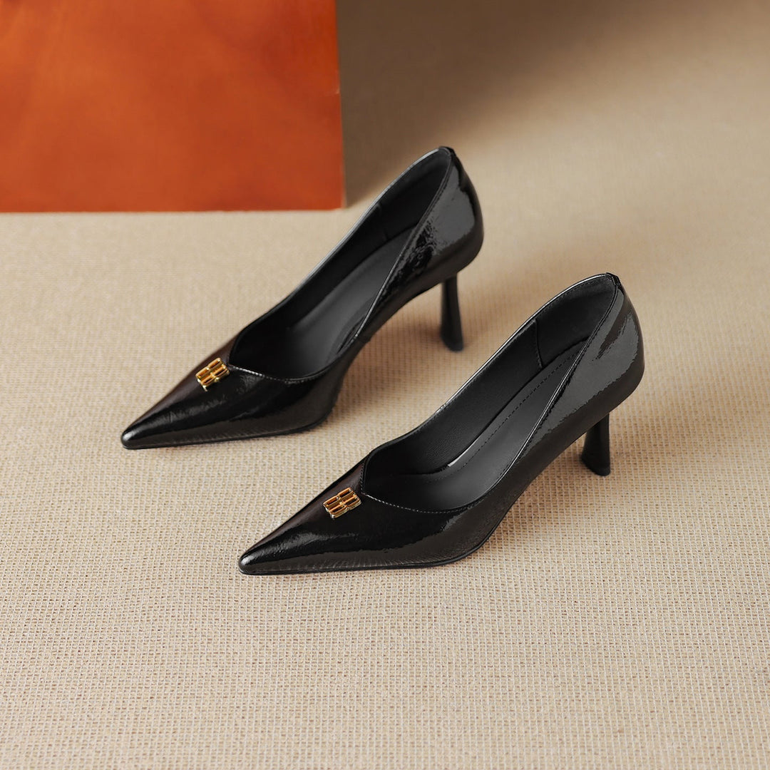 Genuine Leather Heels Bluer