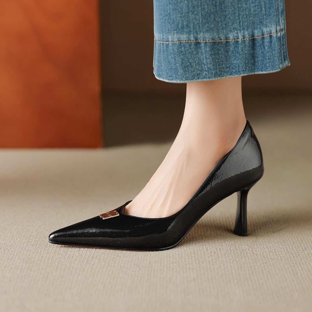 Genuine Leather Heels Bluer