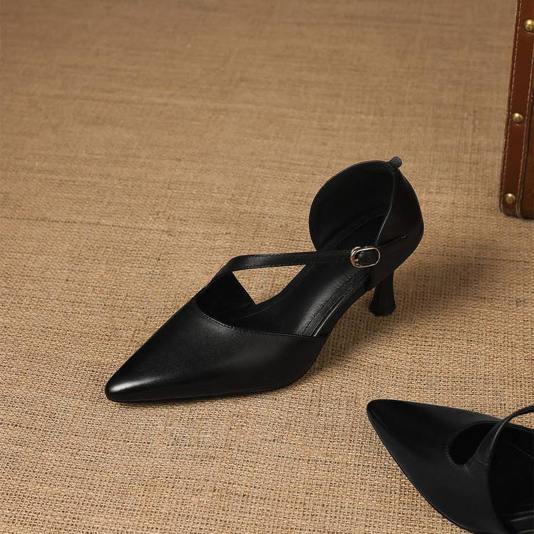 Evanie Genuine Leather D'Orsay Heels