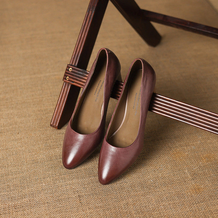 Authentic Leather Heels Velia