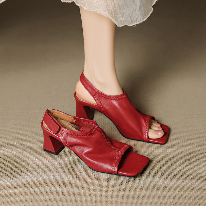 Velra Genuine Leather Slingback Heels