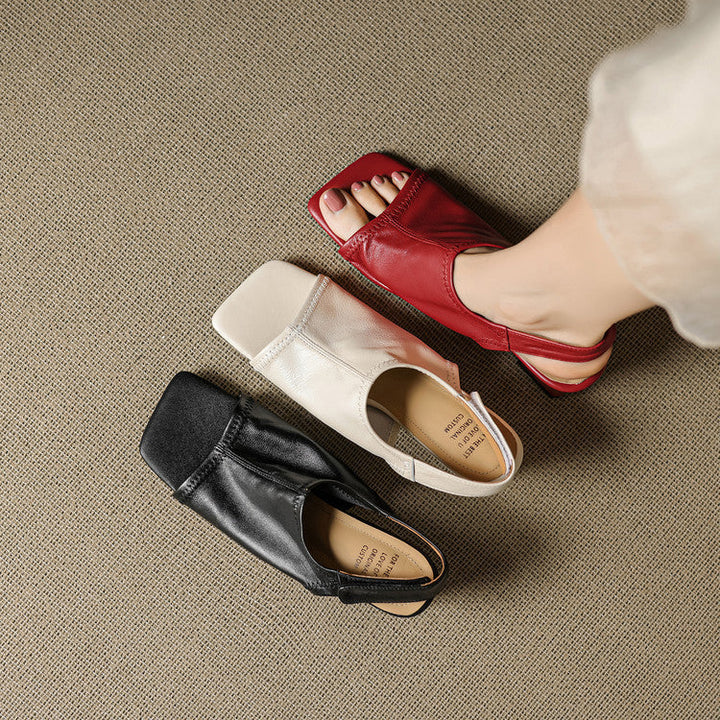 Velra Genuine Leather Slingback Heels