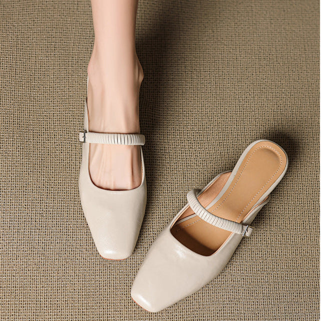 Elyne Genuine Leather Mary Jane Mules
