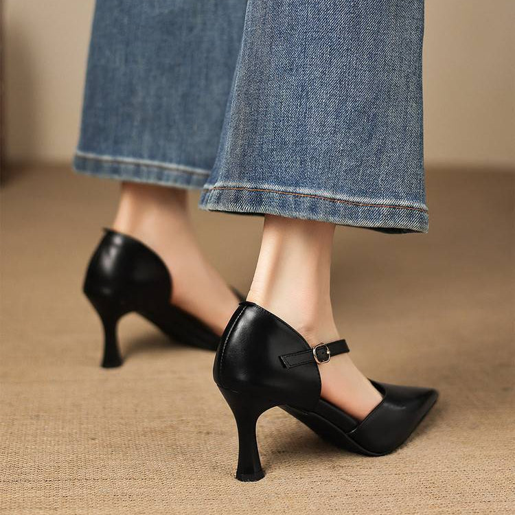 Evani Genuine Leather D'Orsay Heels