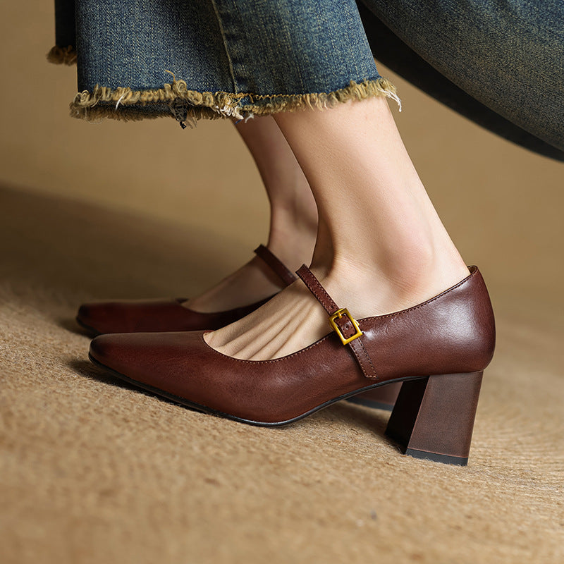 Genuine Leather Heels Lenara