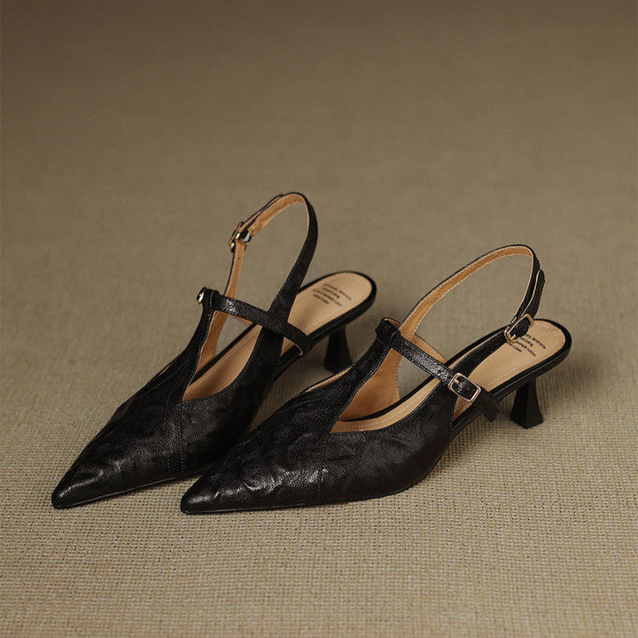 Black Heels Made of Genuine Leather