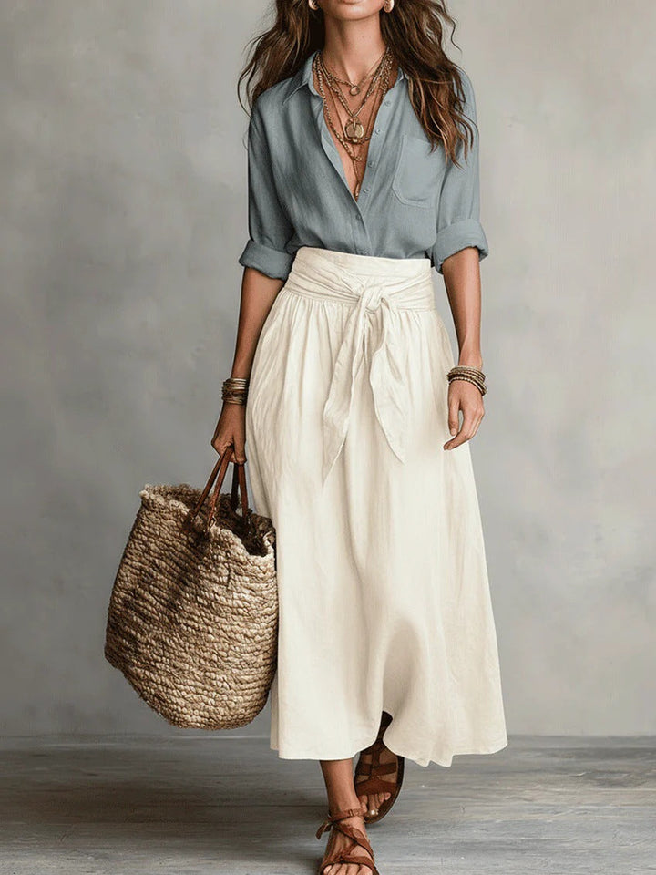 Kornélia | Chic Two-Piece Ensemble Featuring a Relaxed Top and Midi Skirt