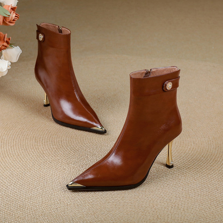 Estelle Genuine Leather Heeled Boots