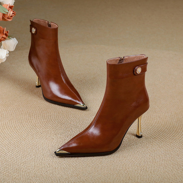 Estelle Genuine Leather Heeled Boots