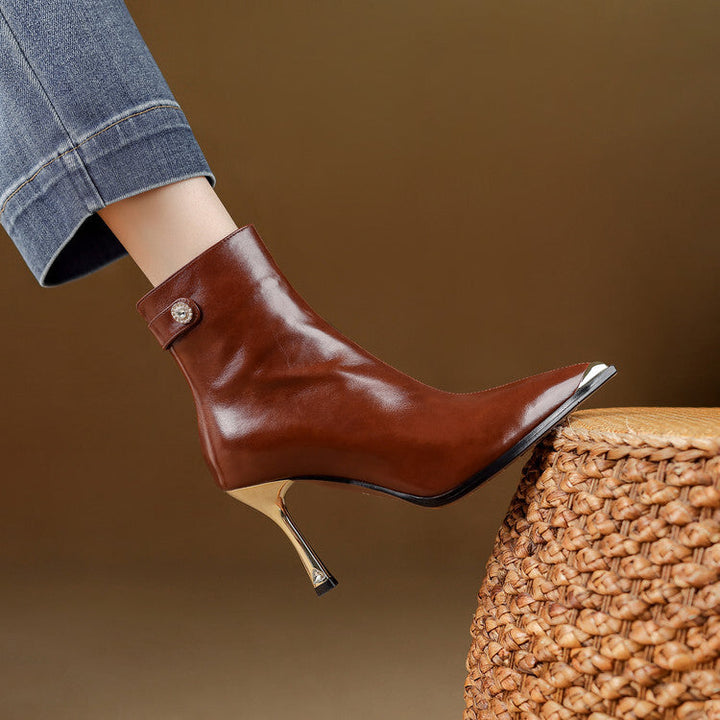 Estelle Genuine Leather Heeled Boots