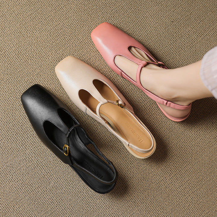 Authentic Leather T-Strap Heels
