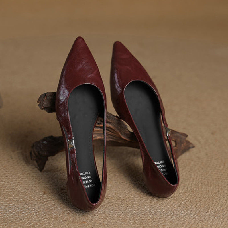 Zephy Genuine Leather Pointed Flats