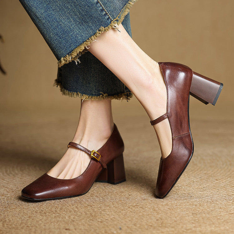 Genuine Leather Heels Lenara