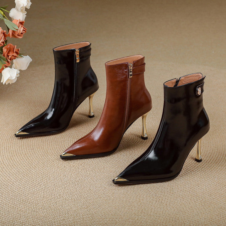 Estelle Genuine Leather Heeled Boots