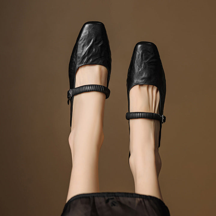 Elyne Genuine Leather Mary Jane Mules