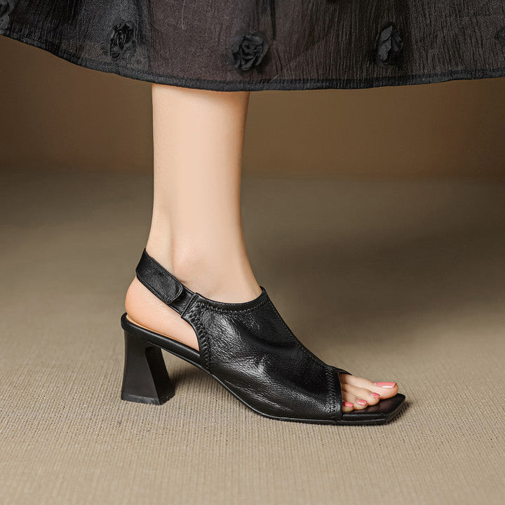Velra Genuine Leather Slingback Heels