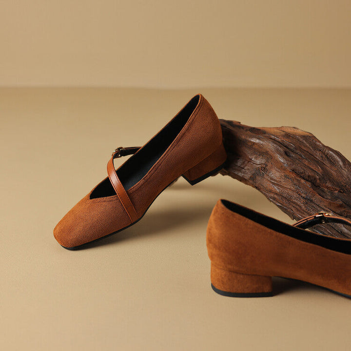 Suede Heeled Mary Janes