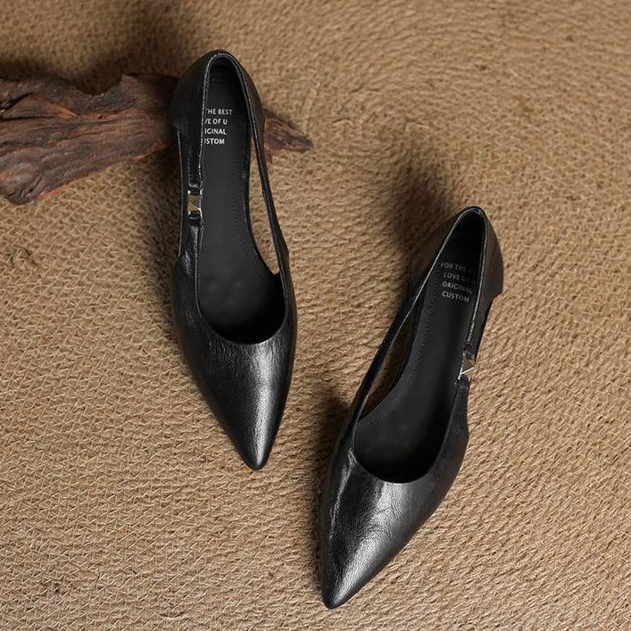 Zephy Genuine Leather Pointed Flats