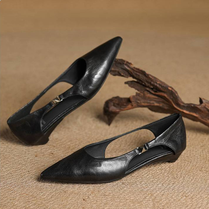 Zephy Genuine Leather Pointed Flats