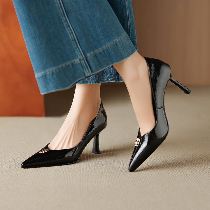 Genuine Leather Heels Bluer