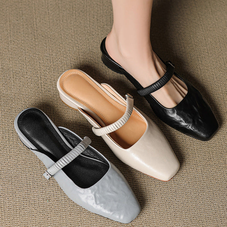 Elyne Genuine Leather Mary Jane Mules