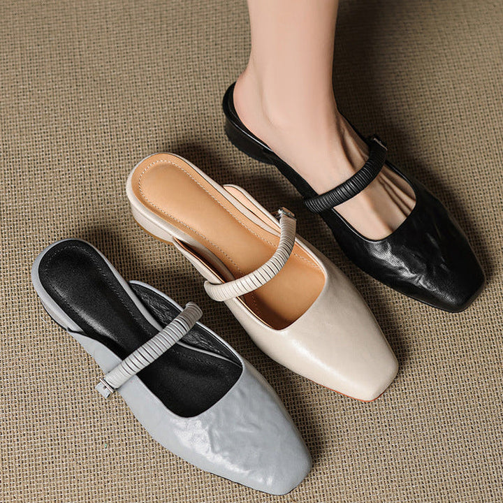 Elyne Genuine Leather Mary Jane Mules