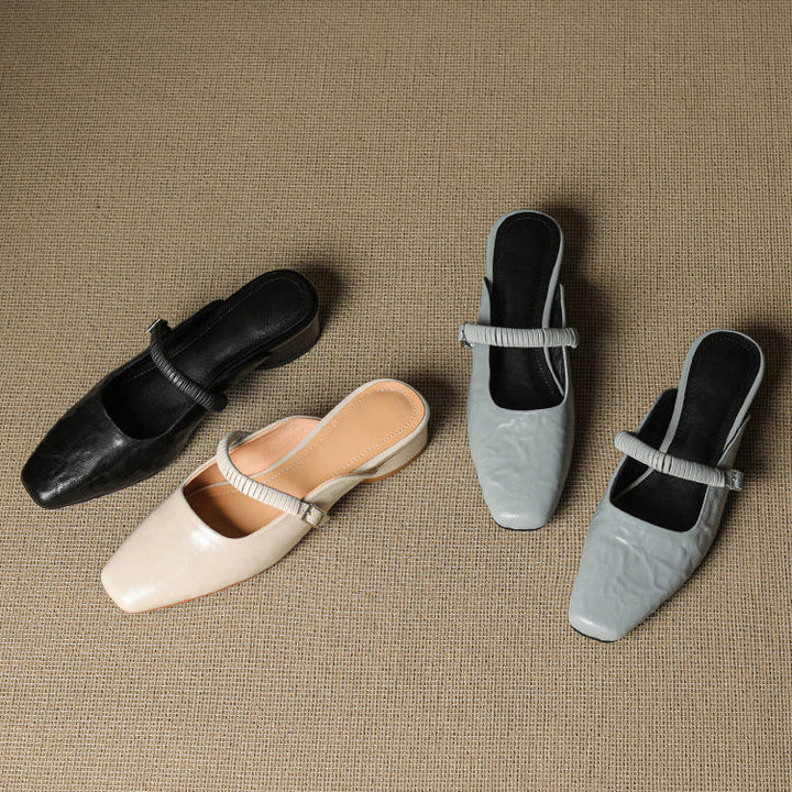 Elyne Genuine Leather Mary Jane Mules