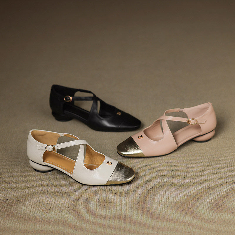 Elene Genuine Leather Mary-Jane Flats