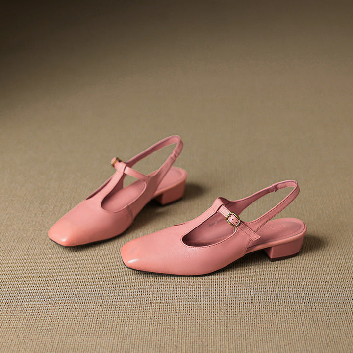 Authentic Leather T-Strap Heels