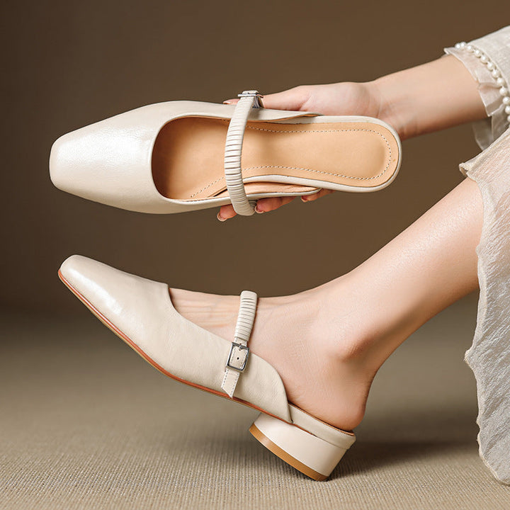Elyne Genuine Leather Mary Jane Mules