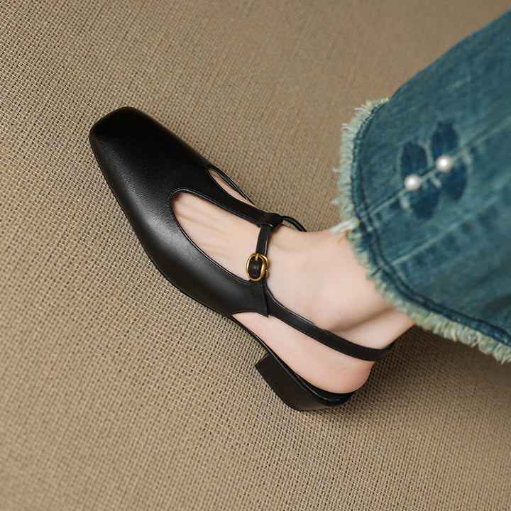 Authentic Leather T-Strap Heels