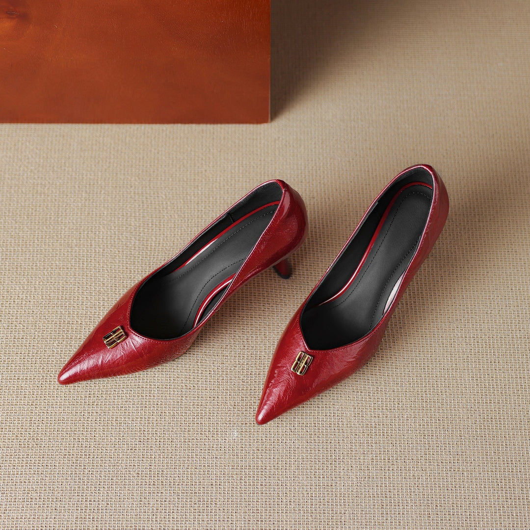 Genuine Leather Heels Bluer