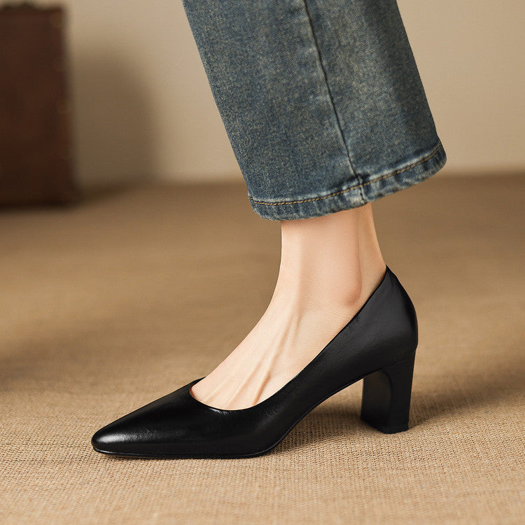 Authentic Leather Heels Velia