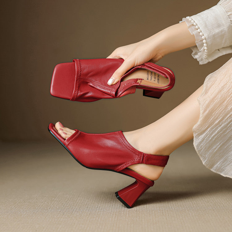 Velra Genuine Leather Slingback Heels