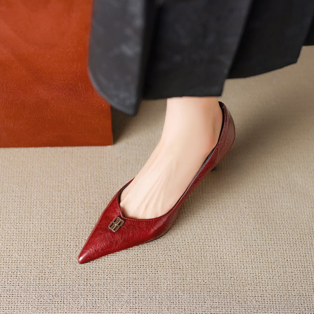 Genuine Leather Heels Bluer