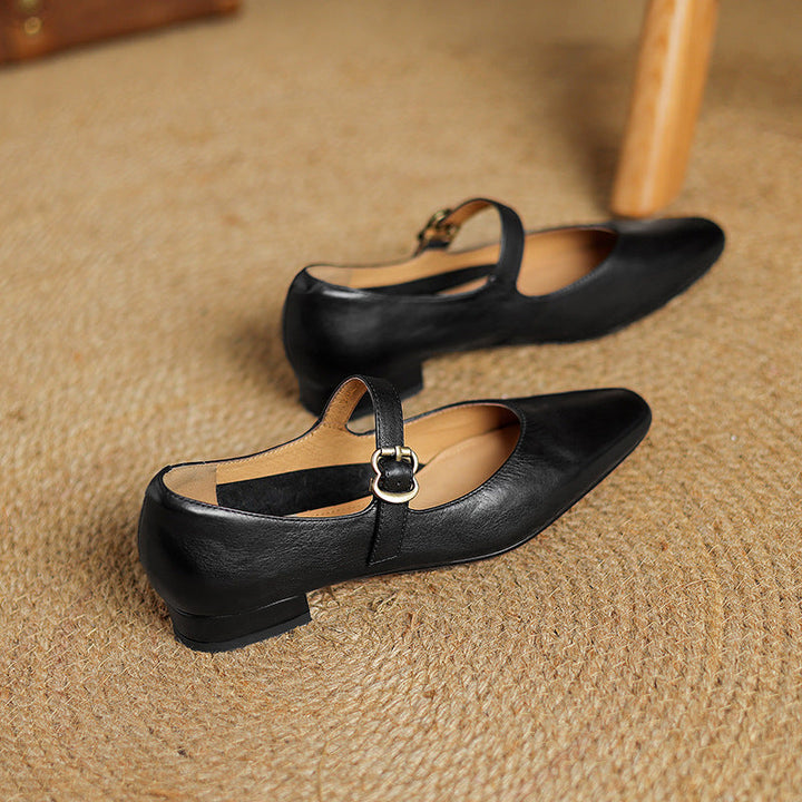 Genuine Leather Mary Jane Flats
