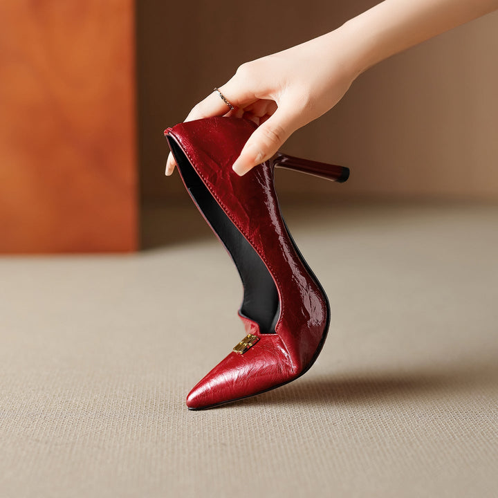 Genuine Leather Heels Bluer