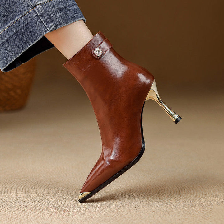 Estelle Genuine Leather Heeled Boots