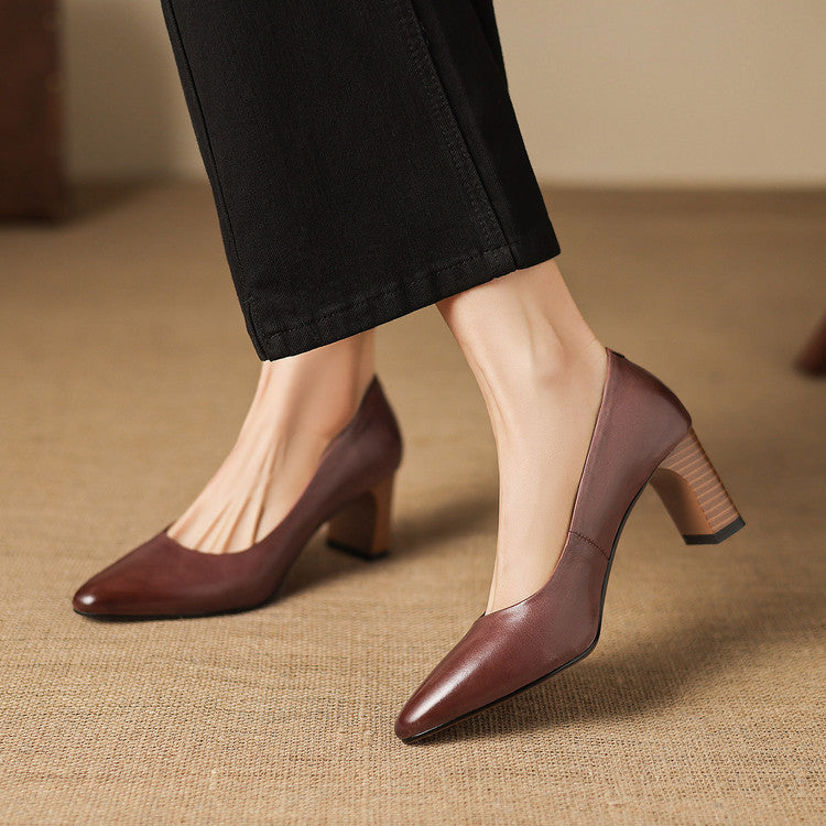 Authentic Leather Heels Velia
