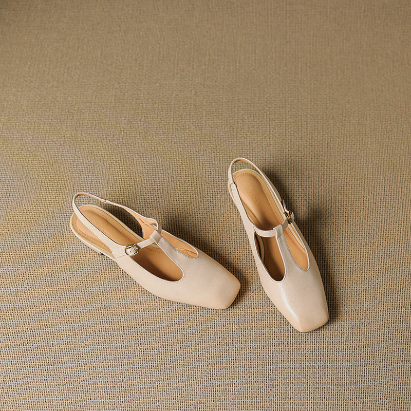 Authentic Leather T-Strap Heels