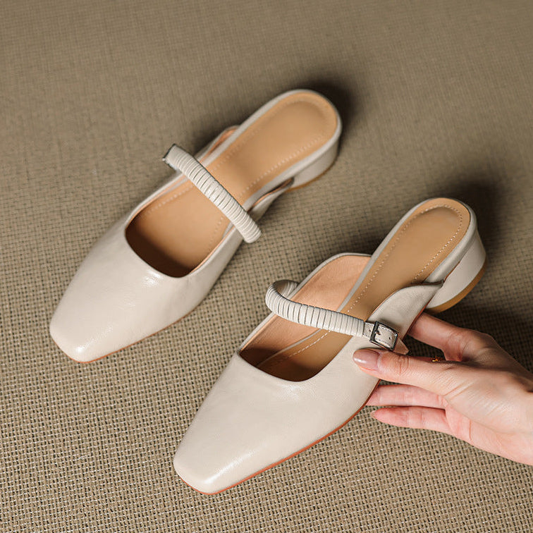 Elyne Genuine Leather Mary Jane Mules