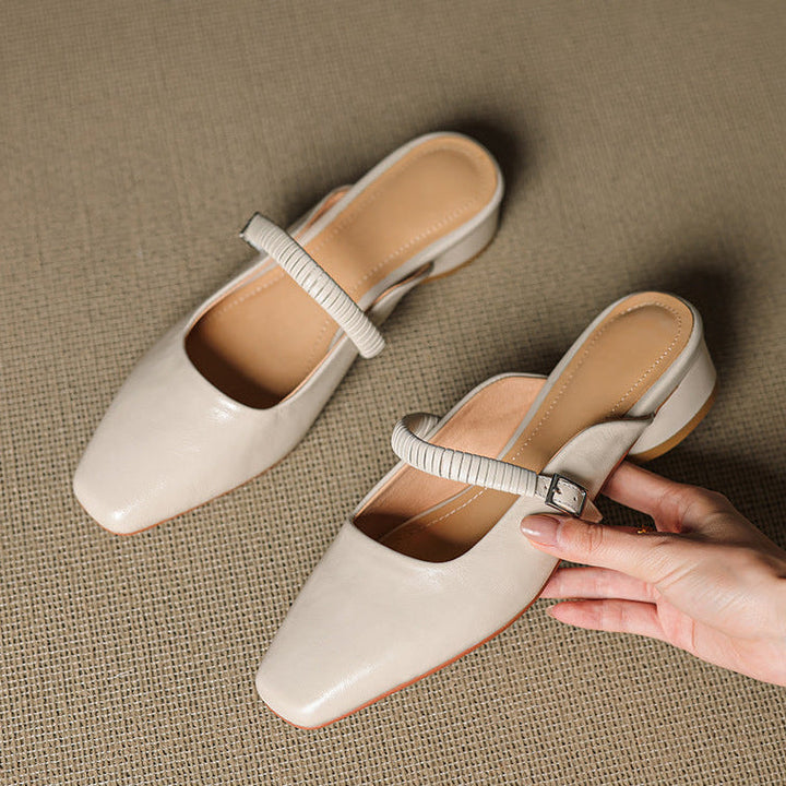 Elyne Genuine Leather Mary Jane Mules