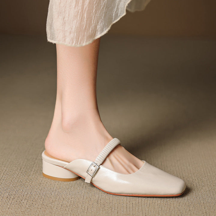 Elyne Genuine Leather Mary Jane Mules