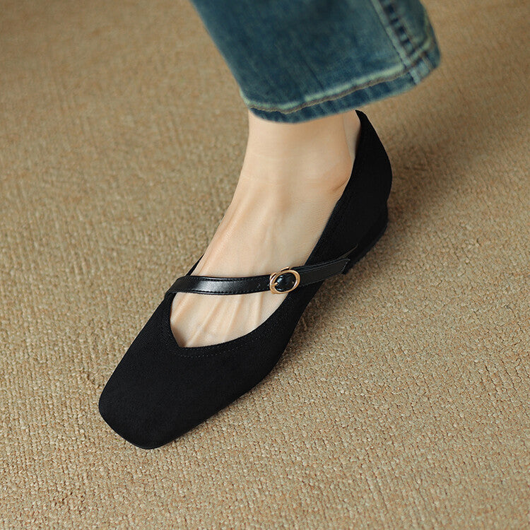 Suede Heeled Mary Janes