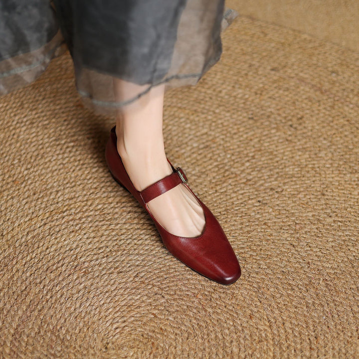 Genuine Leather Mary Jane Flats