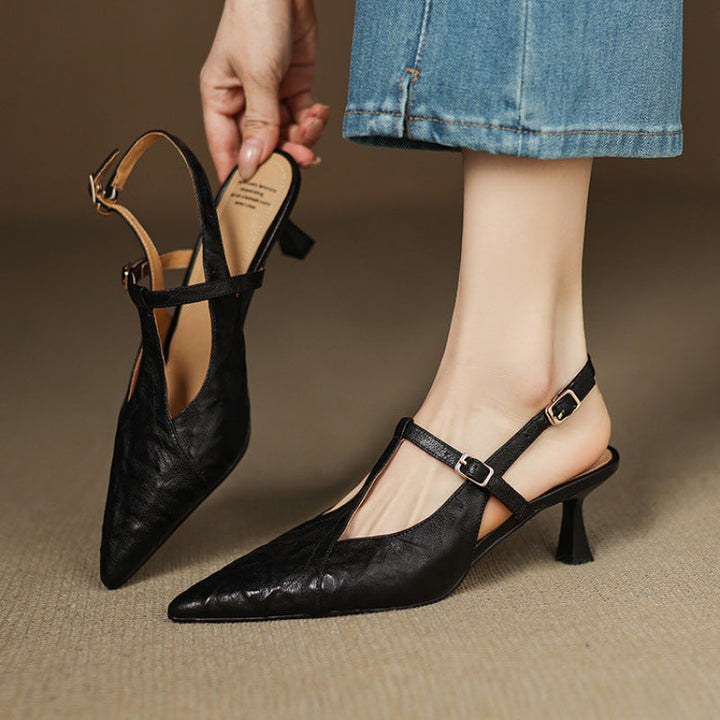 Black Heels Made of Genuine Leather
