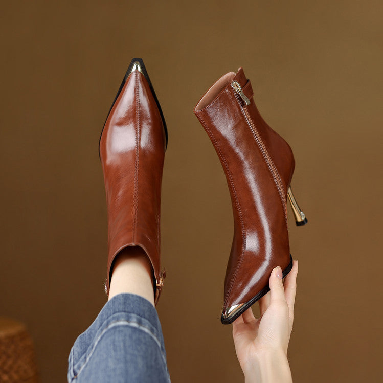 Estelle Genuine Leather Heeled Boots